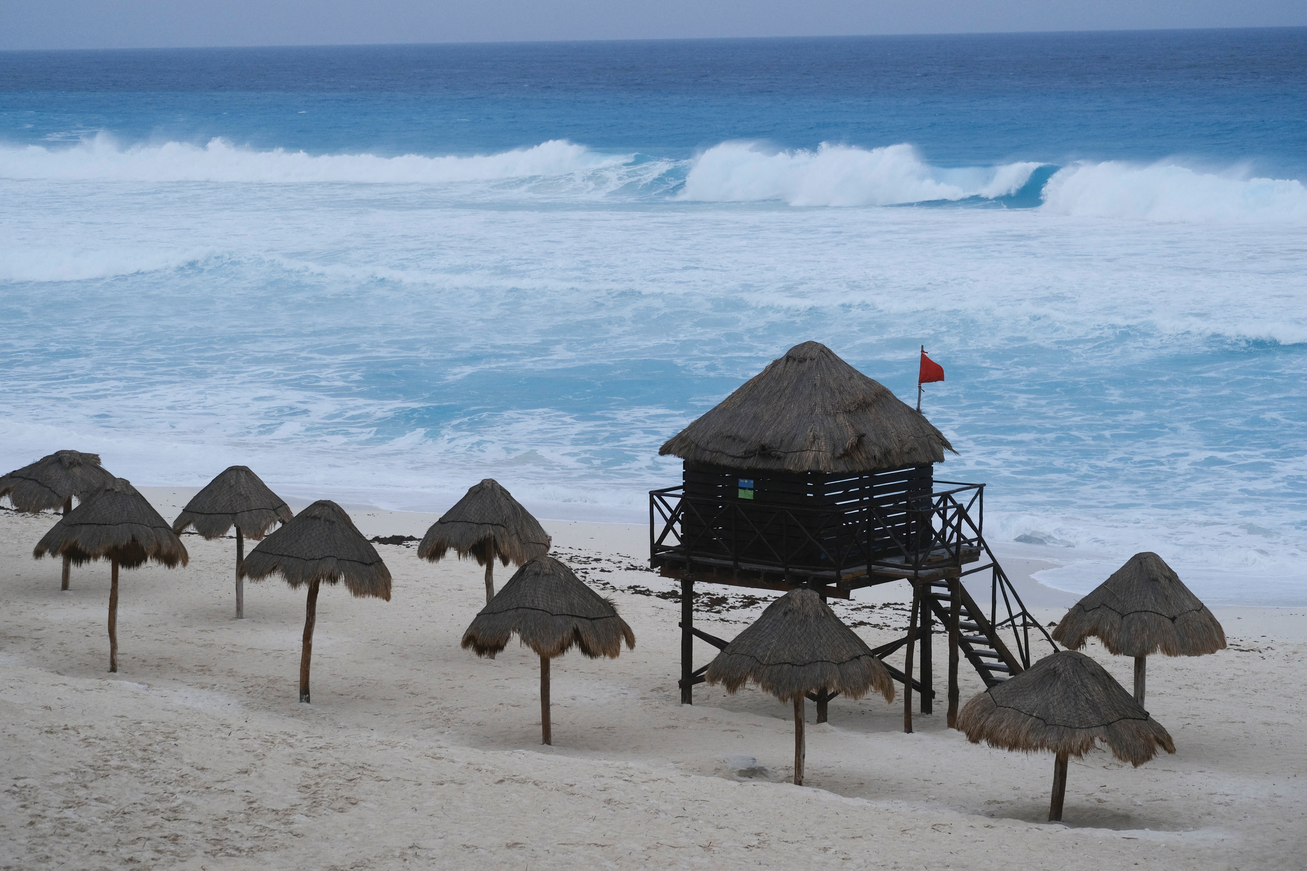 A closed beach ahead of the arrival of Hurricane Beryl, in Cancun, Mexico July 4, 2024