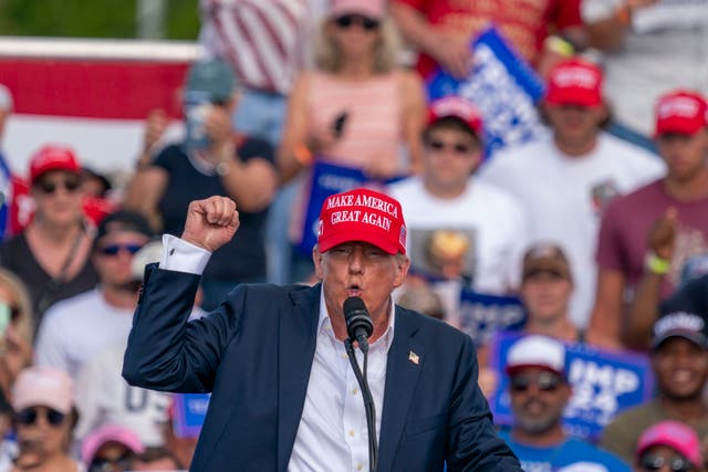 <p>Donald Trump speaks at a rally on June 28 in Virginia, where he called ‘nuclear warming’ a greater threat than the climate crisis. Now, a report emerges some of his allies are pushing for him to allow nuclear weapon testing </p>