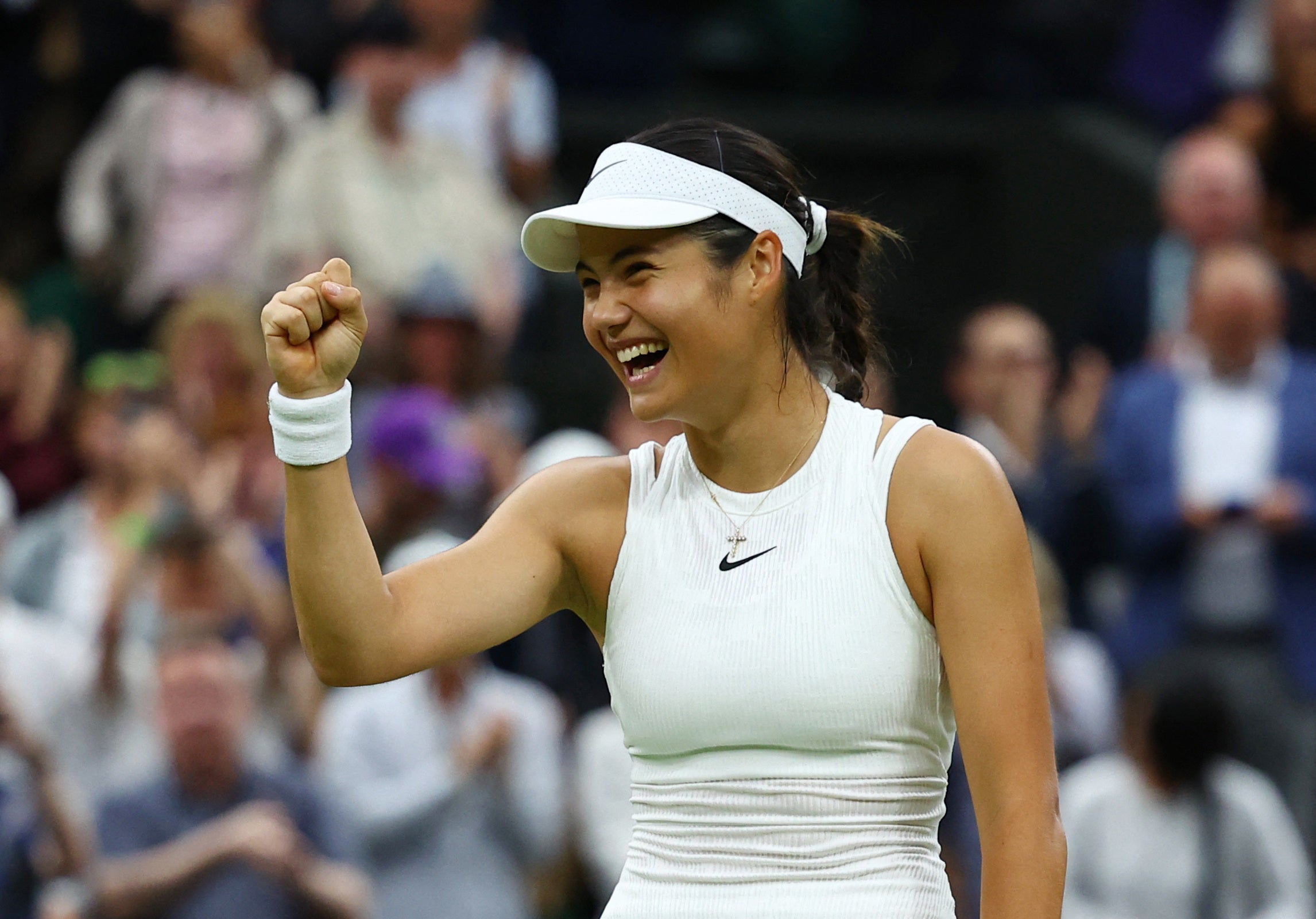 <p>Raducanu is back into the fourth round after a straight-sets victory on Centre Court </p>