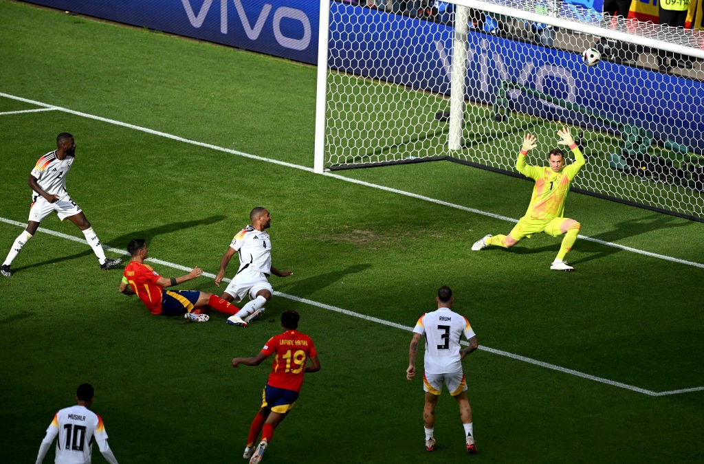 Morata missed a huge chance not long before Spain scored