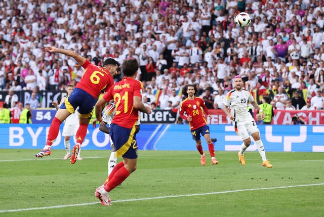 <p>Mikel Merino scored a 119th-minute winner for Spain</p>