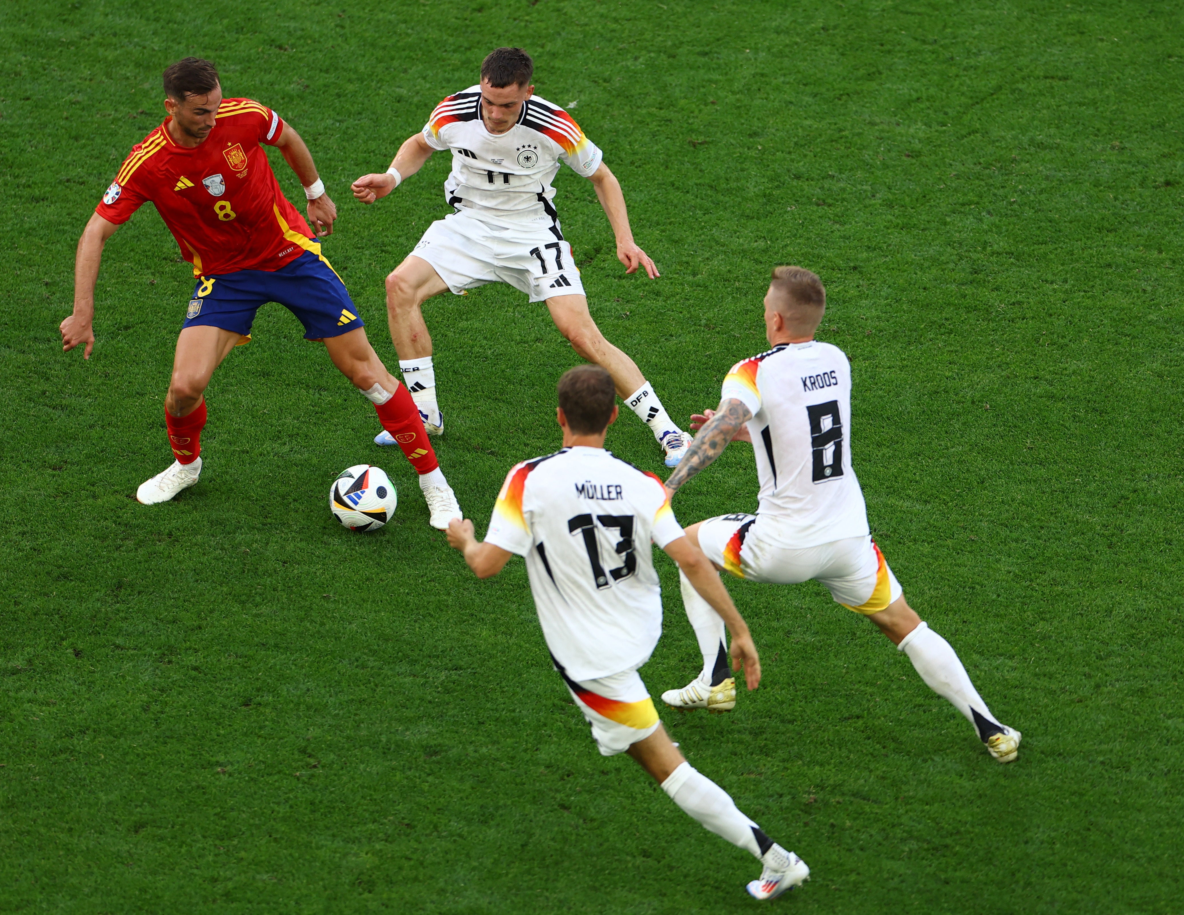 Spain’s midfield outperformed Germany’s