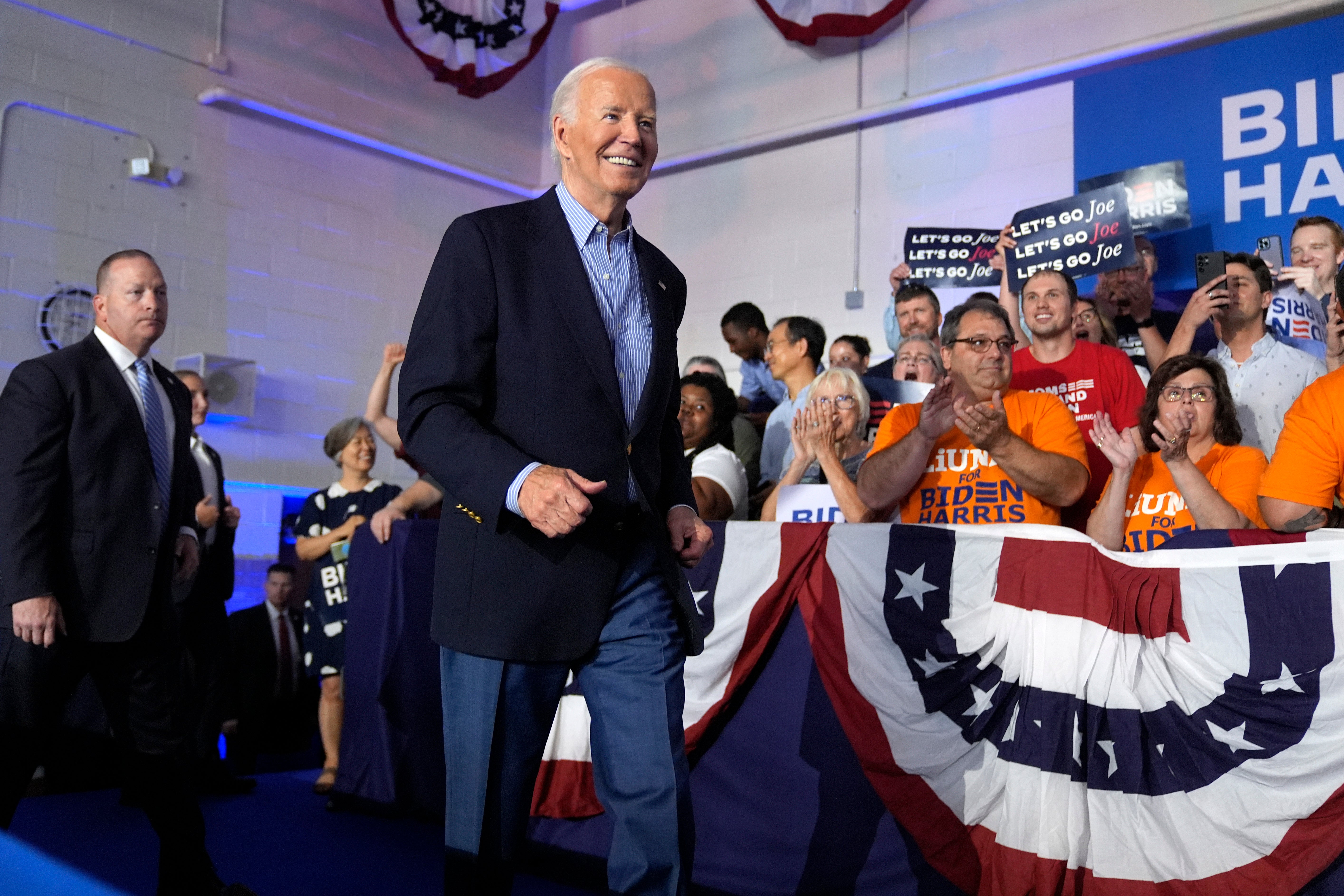 Joe Biden attends a campaign rally in Wisconsin on July 5.