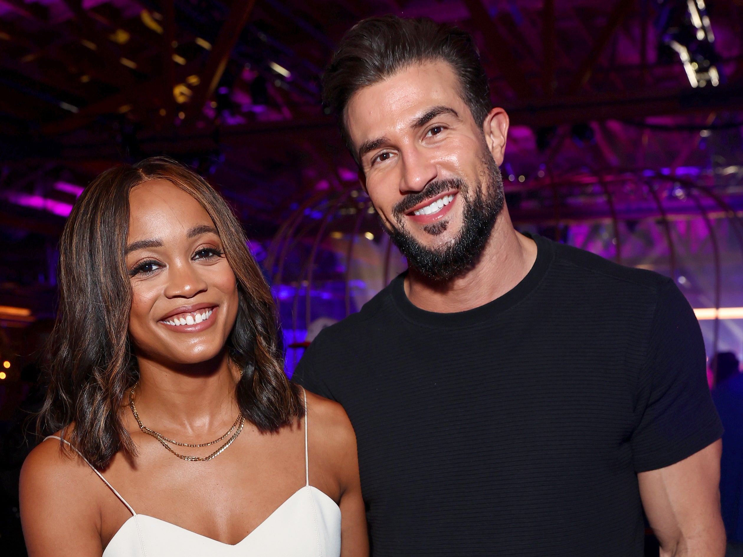 Rachel Lindsay and Bryan Abasolo attend the MLBPA x Fanatics “Players Party” at City Market Social House on 18 July 2022 in Los Angeles, California