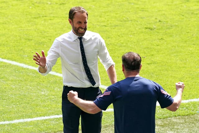 Gareth Southgate celebrates his 100th match in charge of England on Saturday (Martin Rickett/PA)