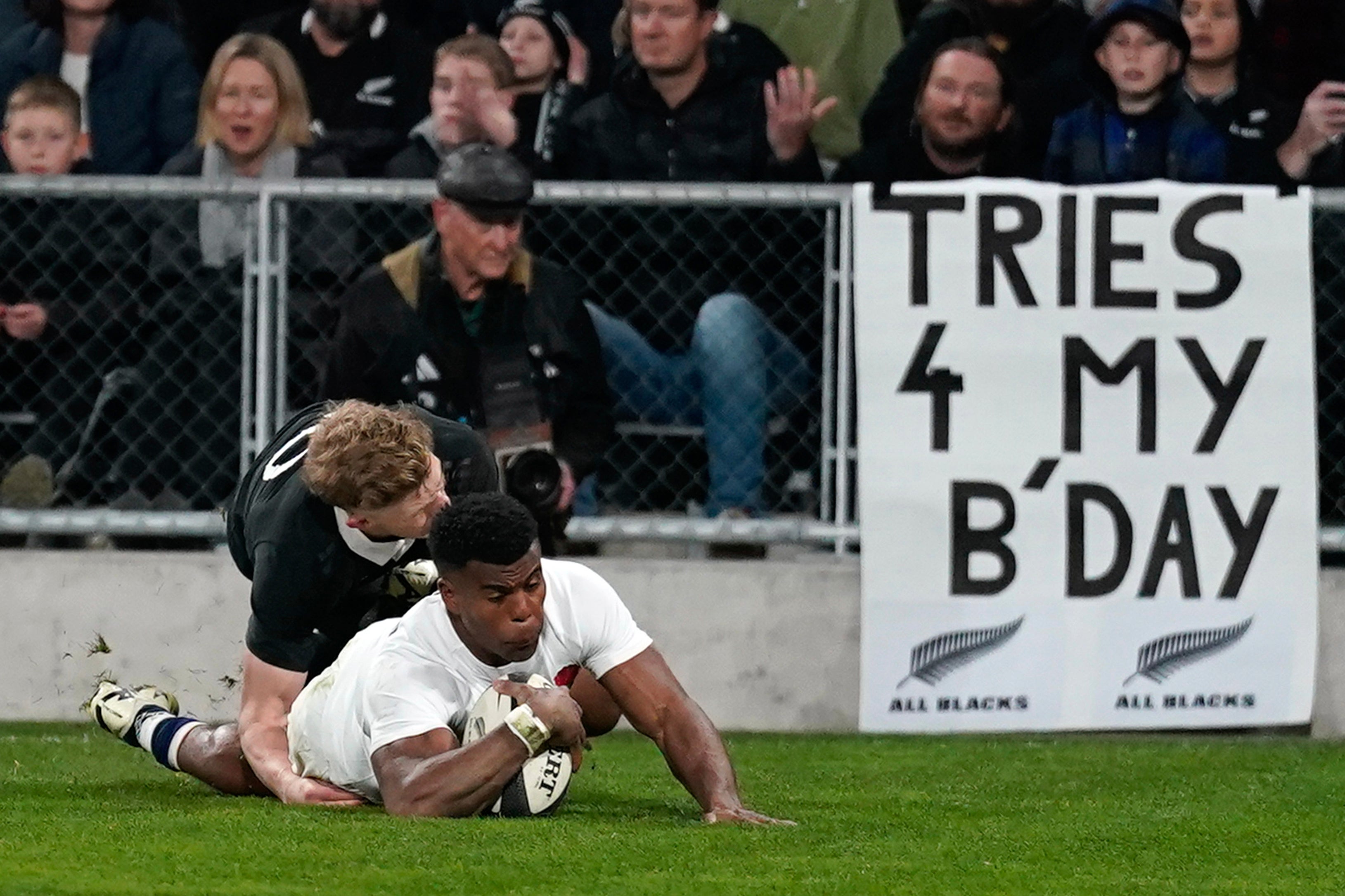 A fan got their birthday wish as Immanuel Feyi-Waboso crossed for England (Steve McArthur/AP)