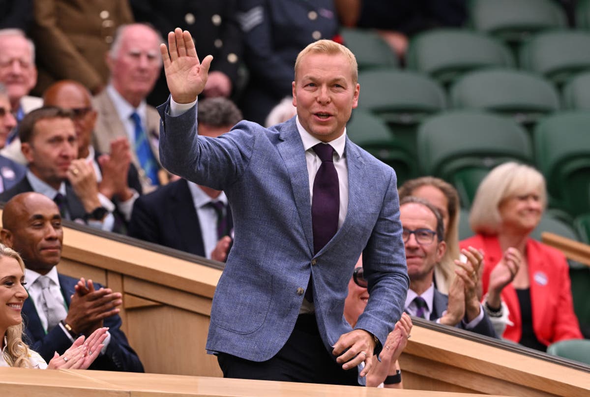 Sir Chris Hoy appears in the Royal Box at Wimbledon after cancer diagnosis