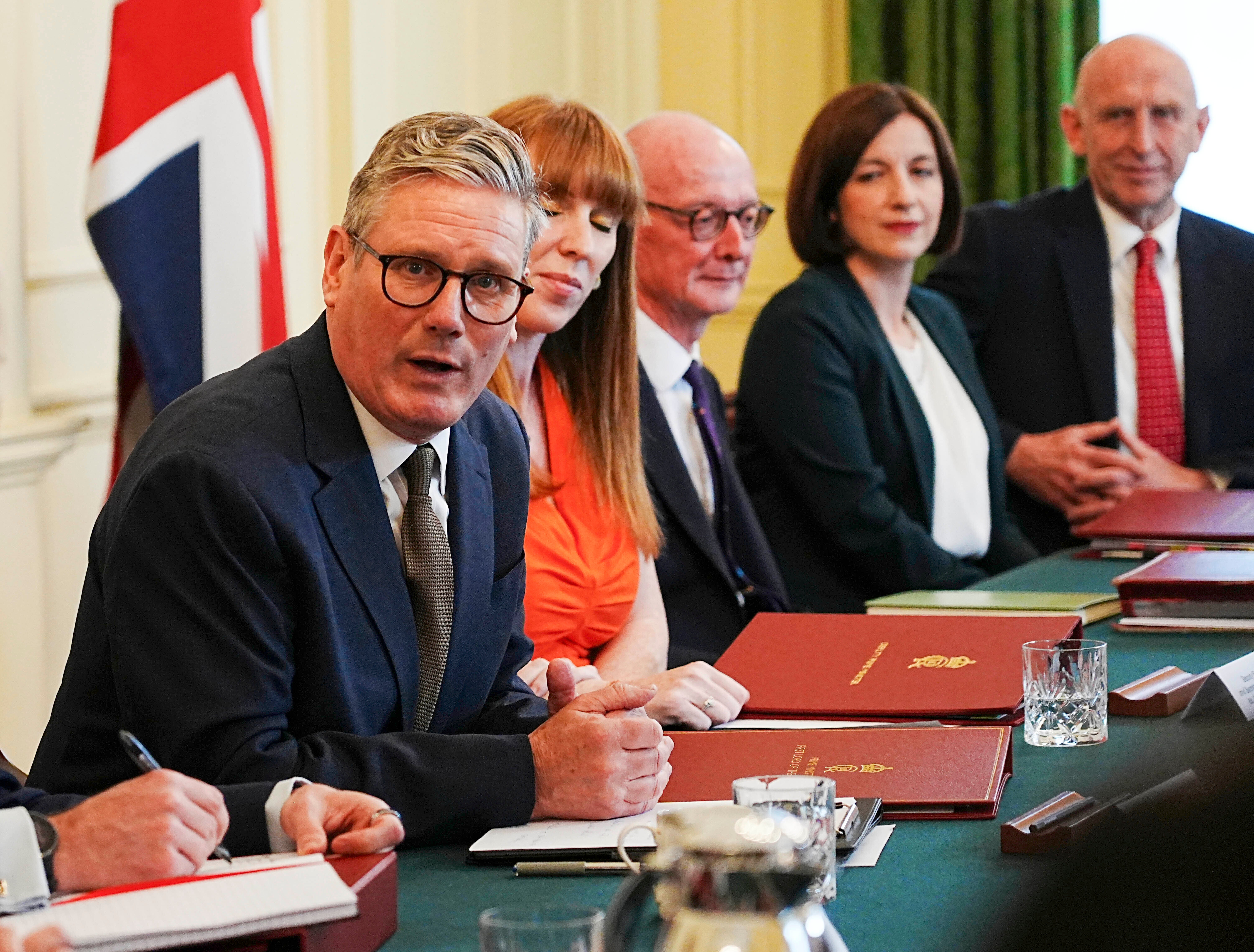 Keir Starmer chairs his first cabinet meeting in 10 Downing Street