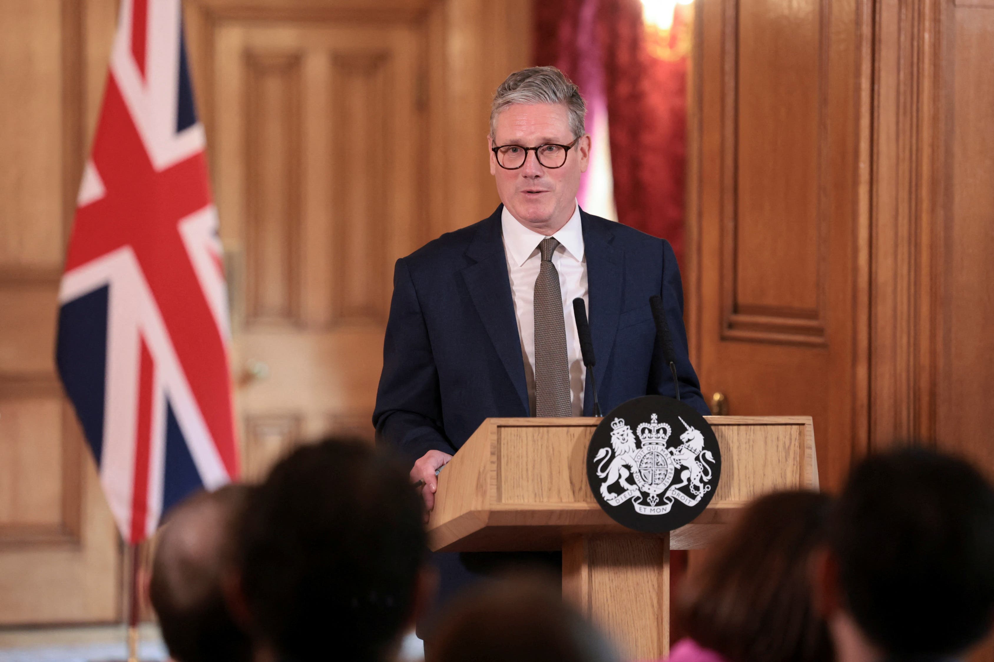 Prime Minister Sir Keir Starmer holding his first press conference from Downing Street (Claudia Greco/PA)