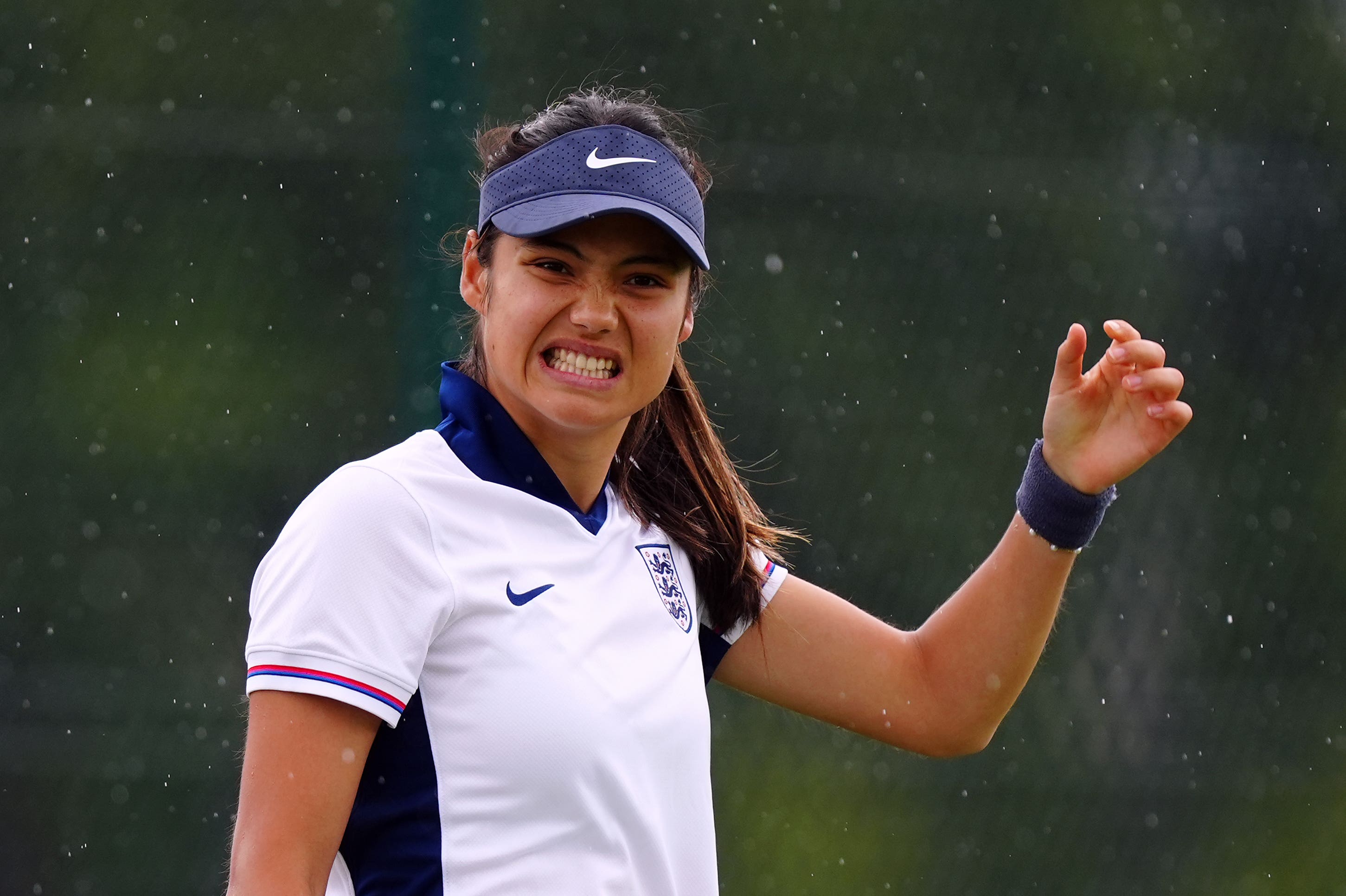 Emma Raducanu winced during training on Saturday (Mike Egerton/PA)