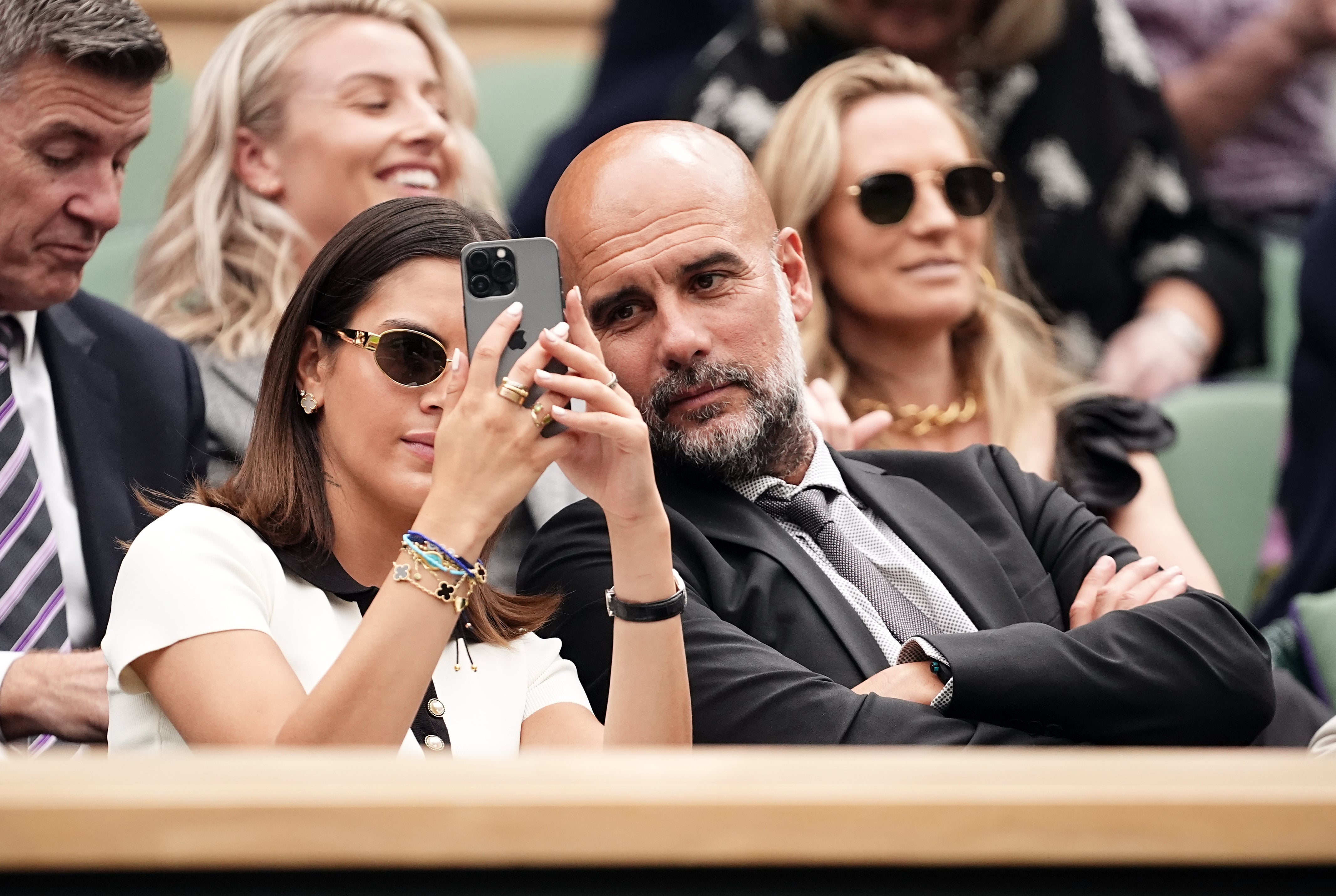 Pep Guardiola, right, in the Royal Box (Aaron Chown/PA)