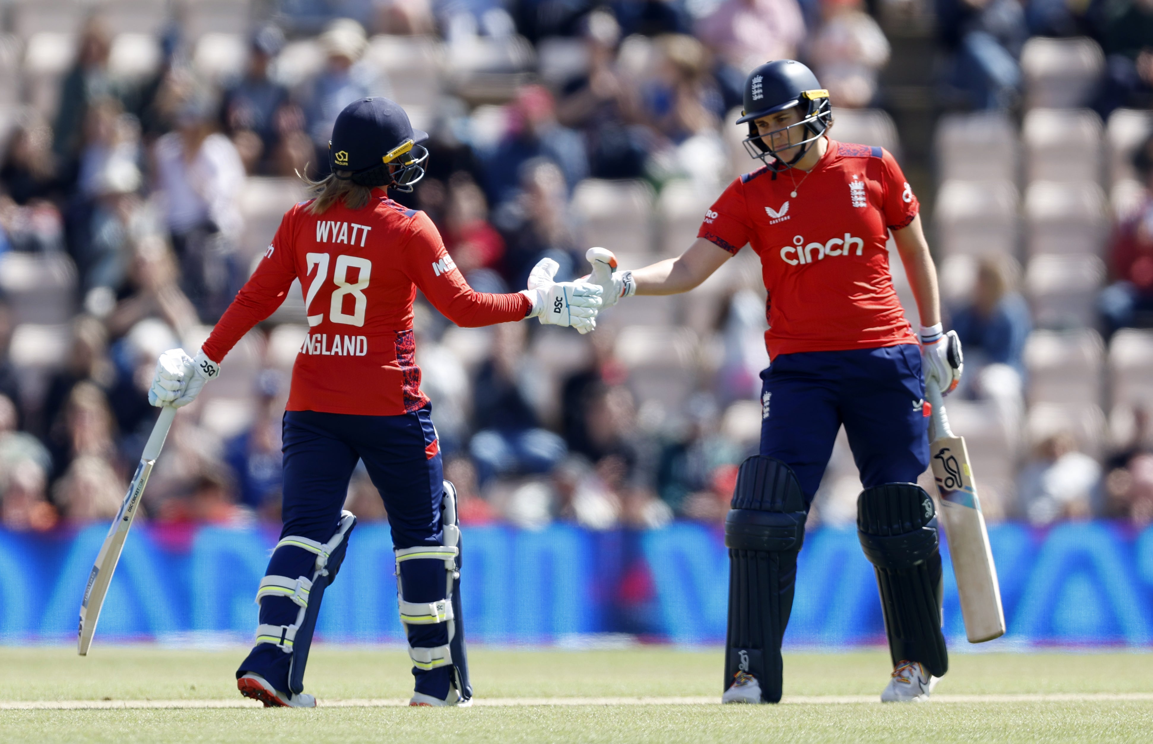 Wyatt and Sciver-Brunt scored 82 runs (Nigel French/PA)