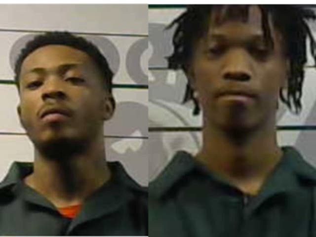 <p>Tyrekennel Collins, 24, left, and Dezarrious Johnson, 18, right, broke out of a jail in Claiborne County, Mississippi on June 6. Both escapees were being held on murder charges from separate counties</p>