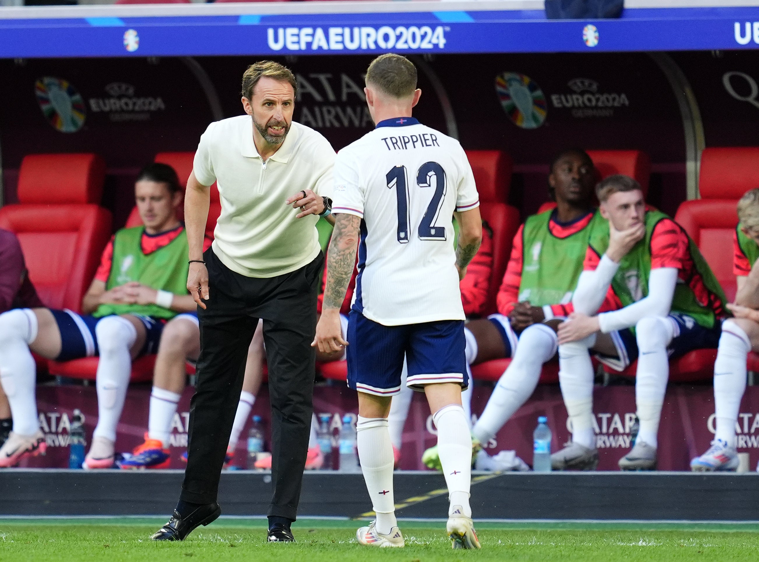 Southgate (left) again left his subs until late in the game (Adam Davy/PA)