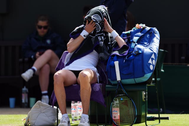 Harriet Dart was crestfallen after defeat to Wang Xinyu in the third round of Wimbledon (John Walton/PA)