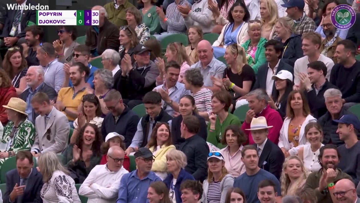 Watch moment Novak Djokovic’s Wimbledon match stopped as crowd celebrates England reaching Euro 2024 semi-finals
