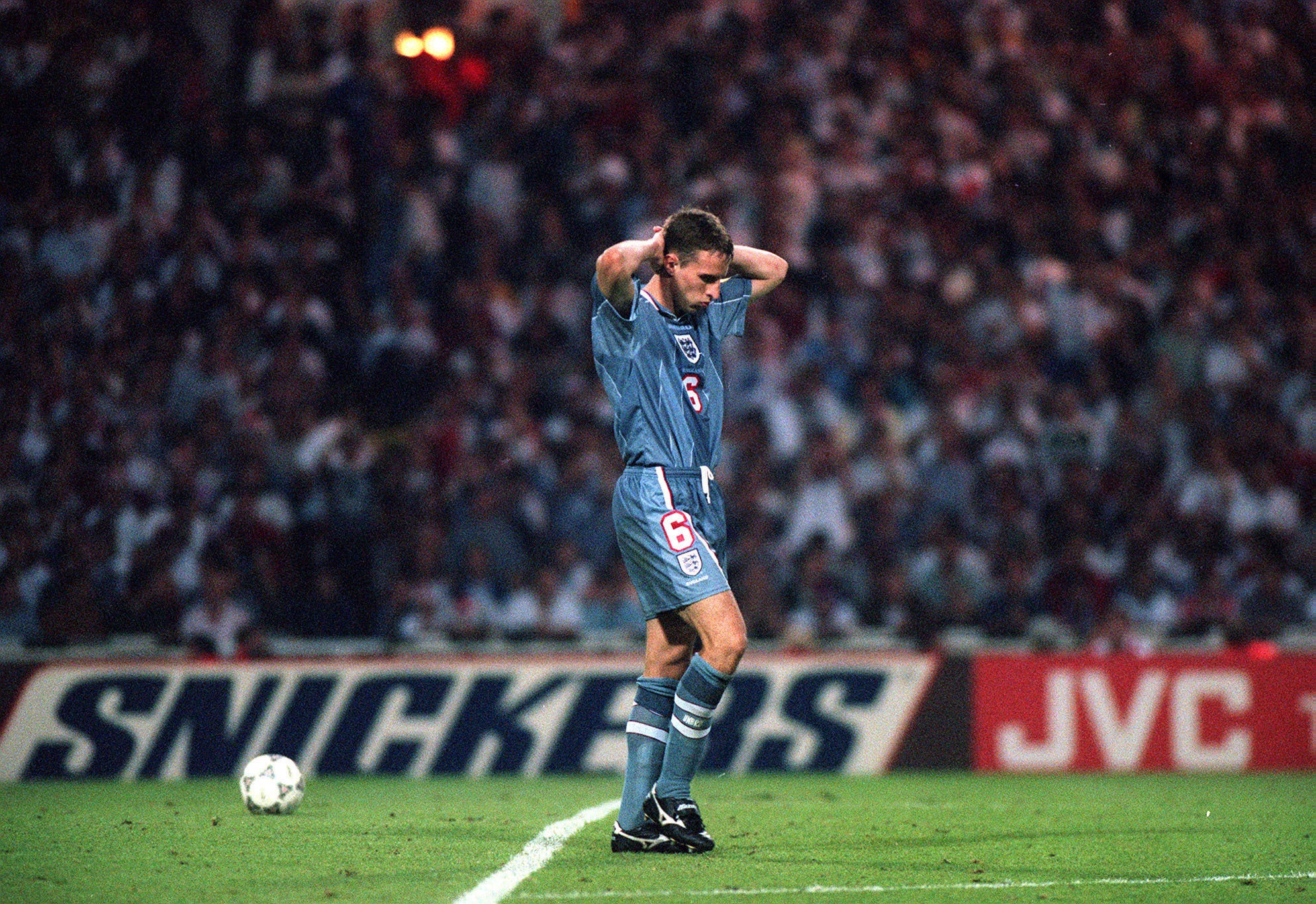 Gareth Southgate ‘s missed penalty saw England exit Euro 96 (PA Archive)