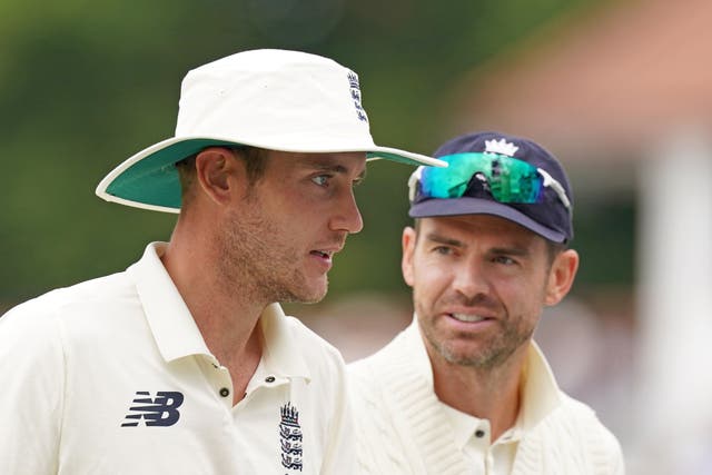 Stuart Broad, left, has paid tribute to long-time colleague James Anderson (Tim Goode/PA)