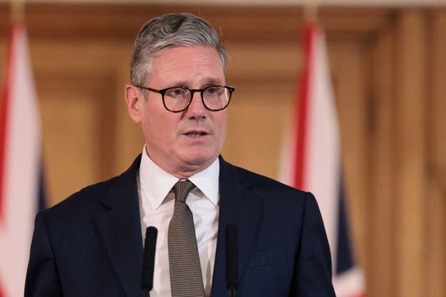 <p>Sir Keir Starmer at a press conference in Downing Street (Claudia Greco/PA)</p>