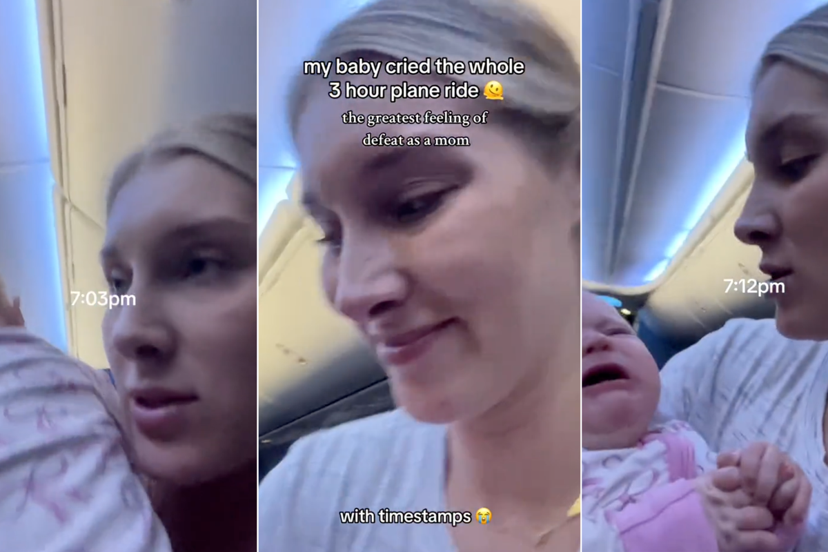Mother divides internet after her baby cries for  ‘entire three-hour plane ride’