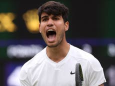 What time is Carlos Alcaraz playing at Wimbledon today?