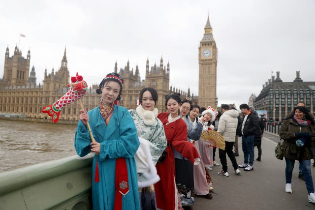 <p>Hanfu enthusiasts in front of Big Ben in London in February</p>