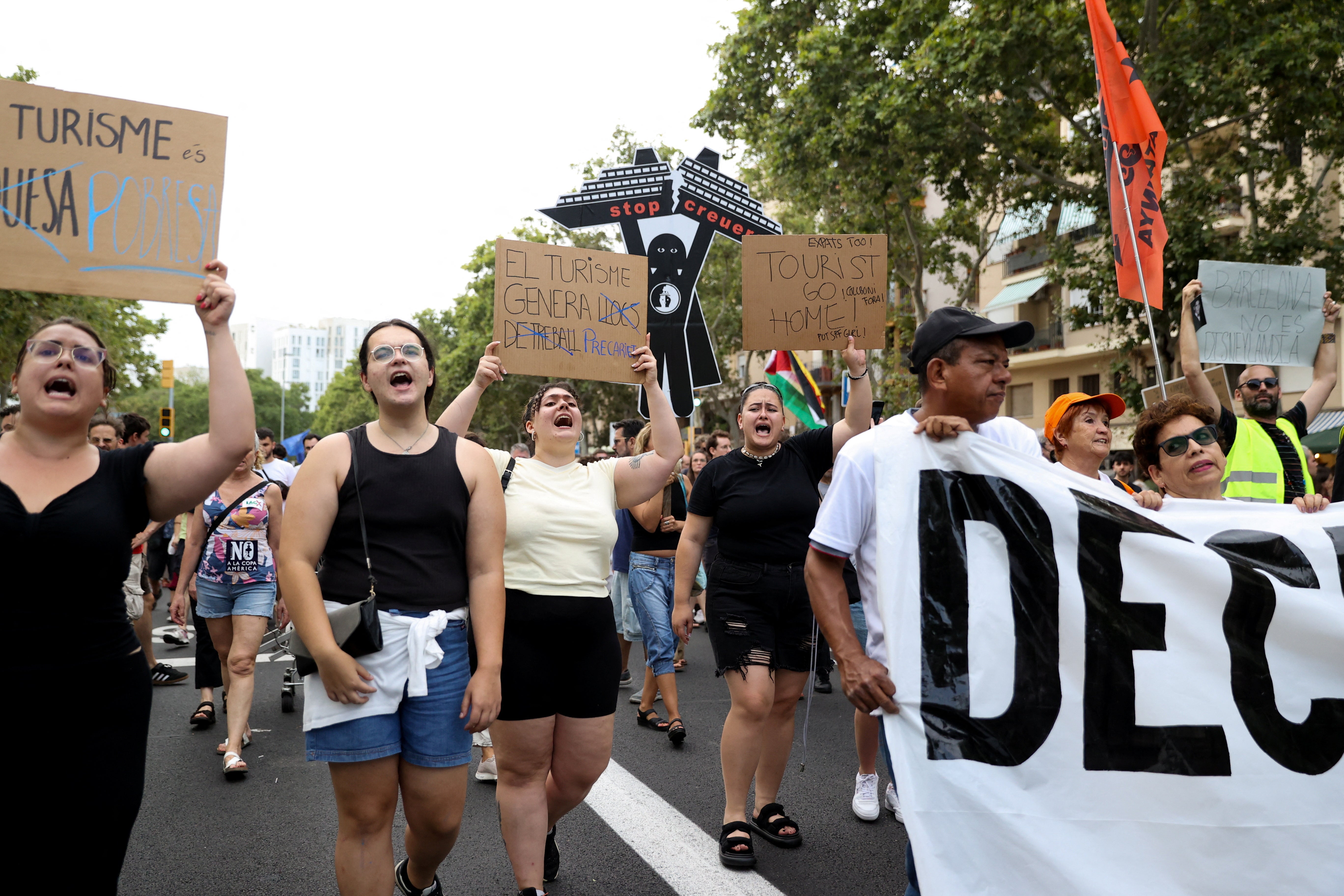 Protesters demonstrate against mass tourism in Barcelona - which the city’s mayor is cracking down on with a series of controversial measures