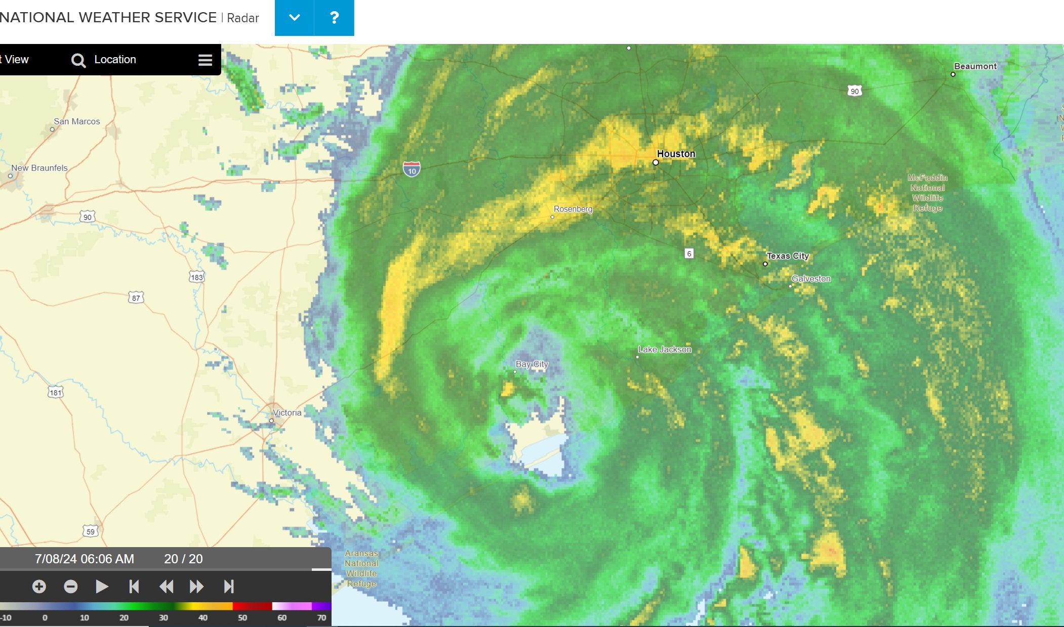 Ubicación del huracán Beryl a las 5 a.m. CDT del lunes