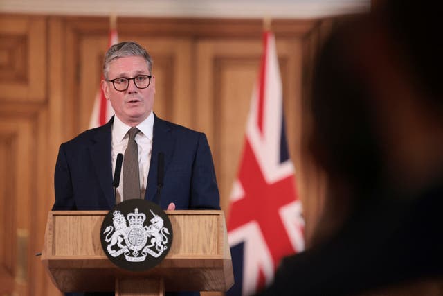 <p>Prime Minister Sir Keir Starmer speaks during a press conference after his first Cabinet meeting at 10 Downing Street, London (Claudia Greco, PA)</p>