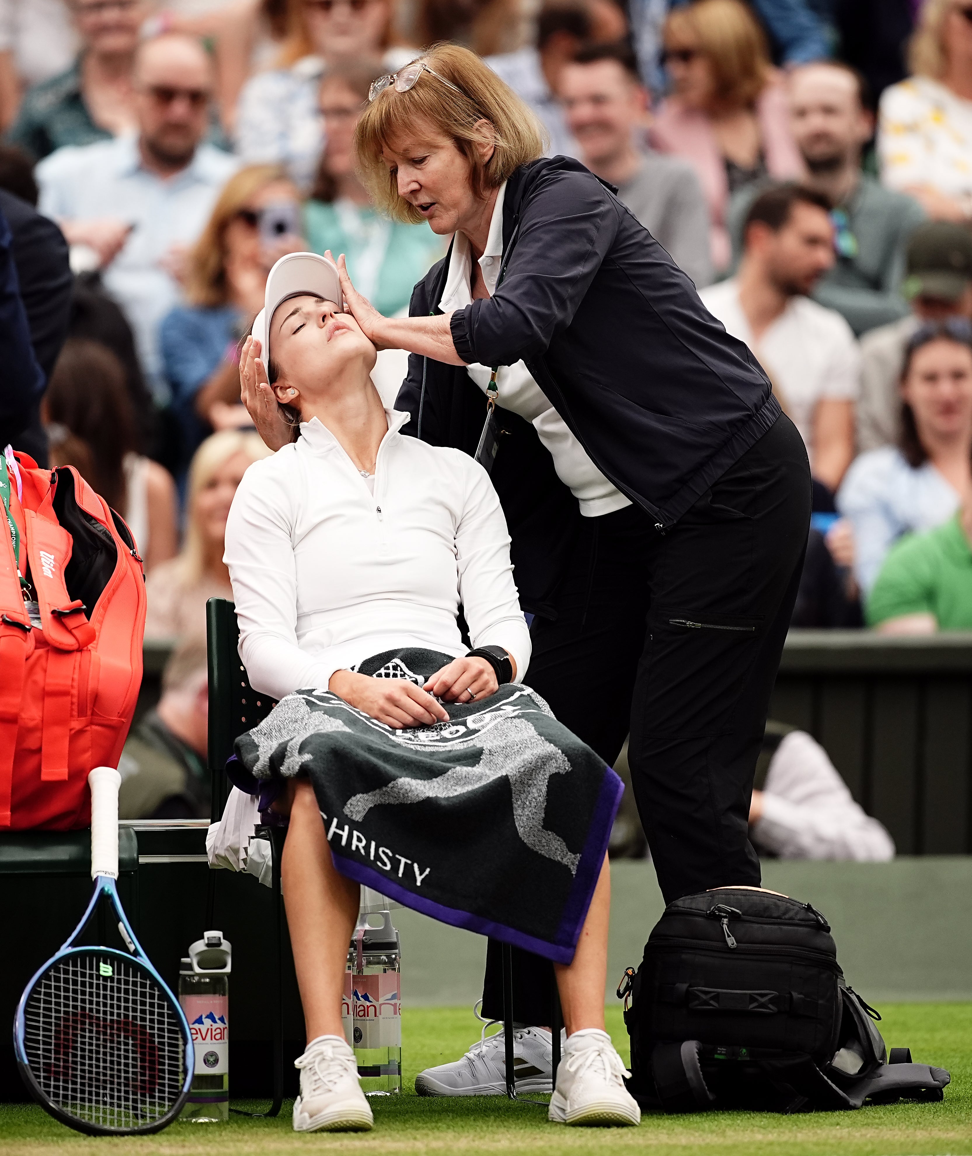 Anna Kalinskaya had treatment to her arm and neck (Aaron Chown/PA)