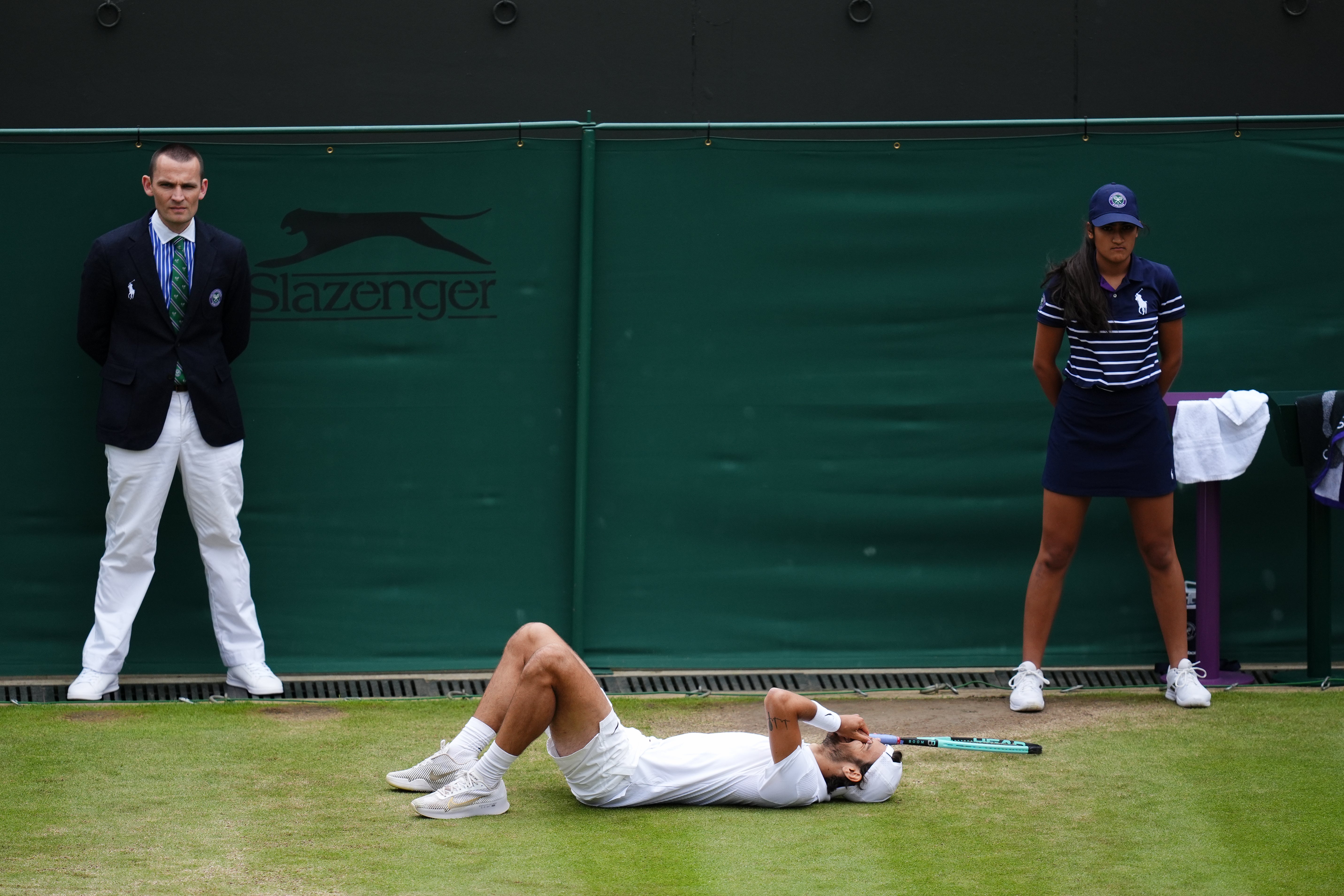 Lorenzo Musetti celebrates reaching his maiden grand slam quarter-final (John Walton/PA)