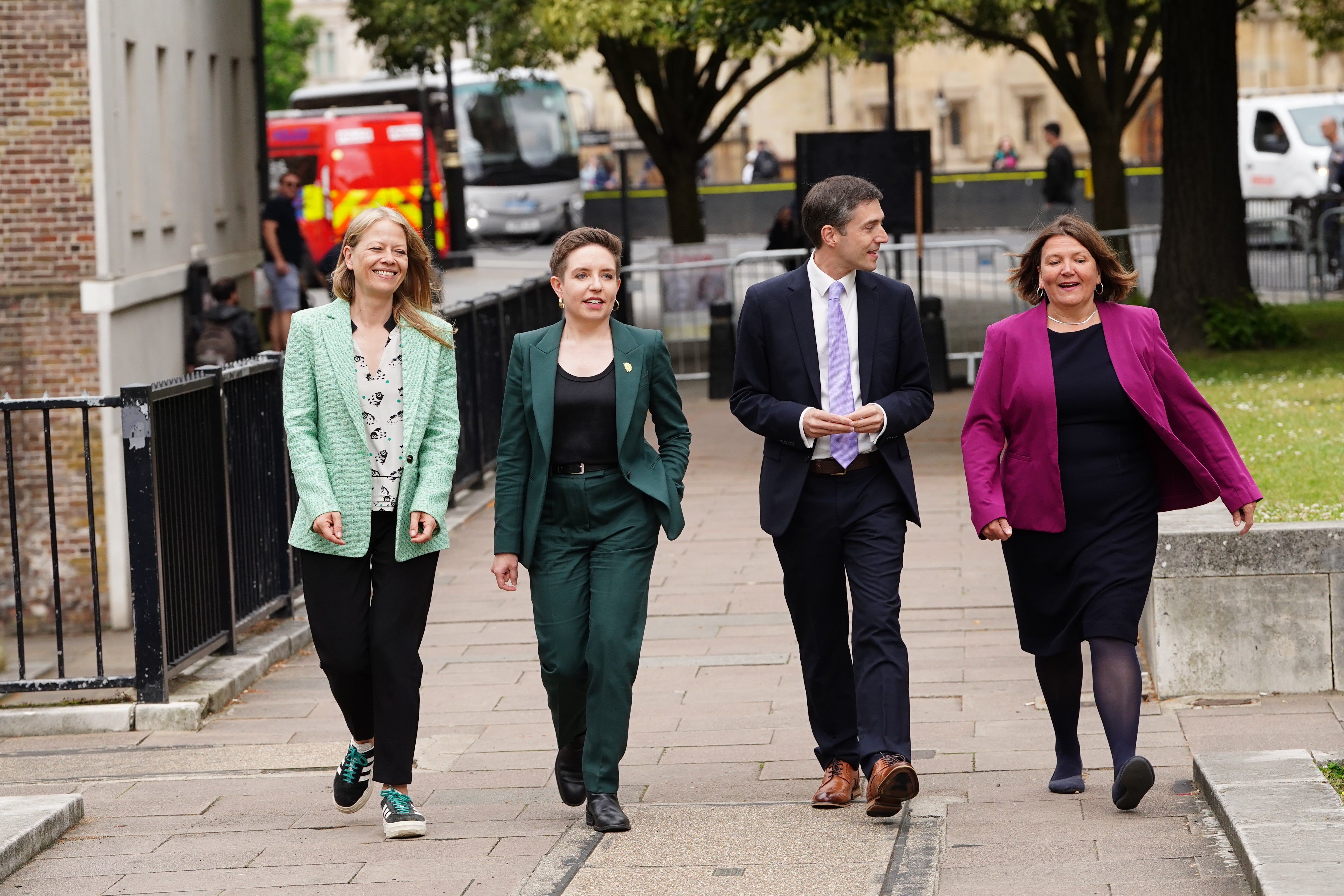 The four new Green MPs arrived on Monday, the first time they had met since their election (Ian West/PA)