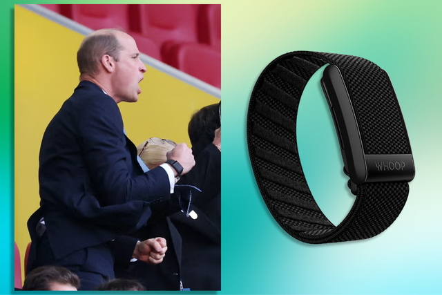 <p>Prince William sporting the Whoop fitness tracker at the Euros against Switzerland</p>
