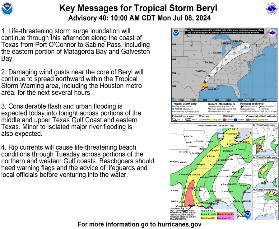 Tropical Storm Beryl Update