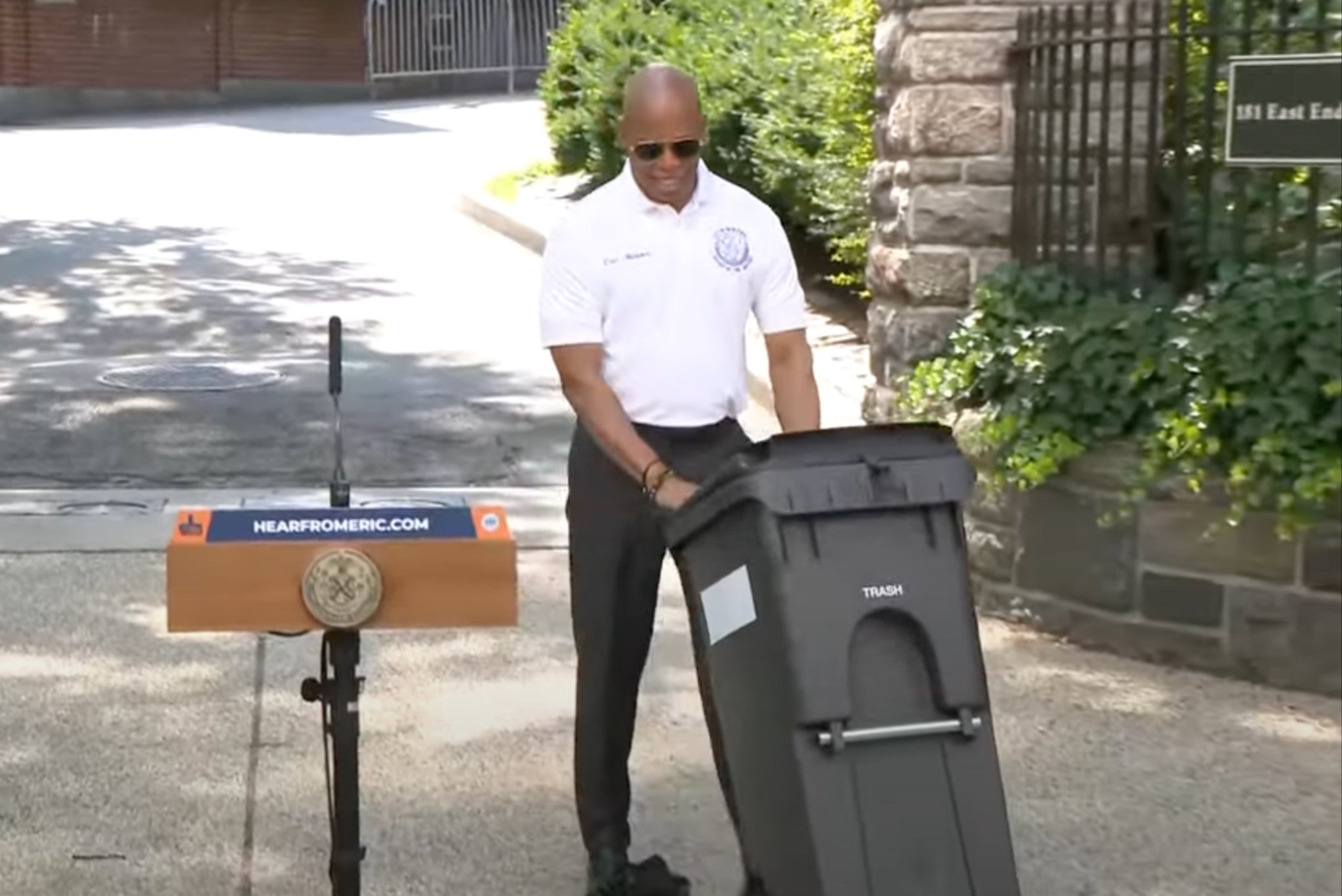 New York City Mayor Eric Adams unveils the next step in a ‘trash revolution’ - a wheeled trash can