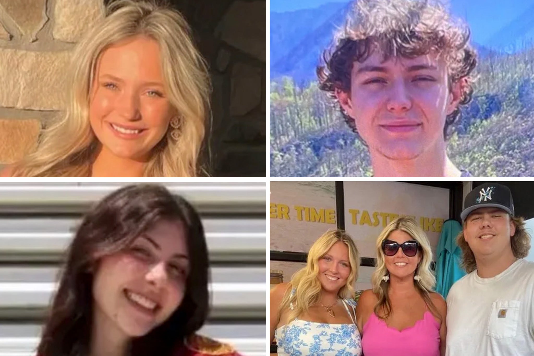 Claire Smith (top left) was injured in the shooting, while Shane Miller (top right), Delaney Eary (bottom left) and Melissa Parrett (bottom right) died from their injuries that night