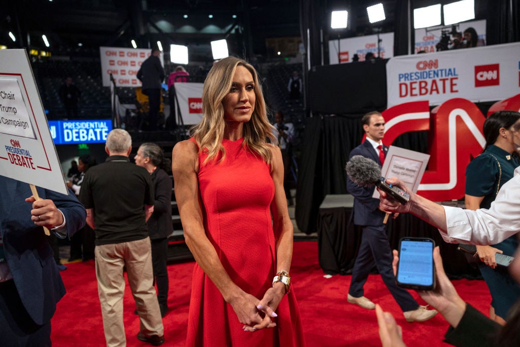 RNC co-chair Lara Trump is seen in the spin room after the first presidential debate