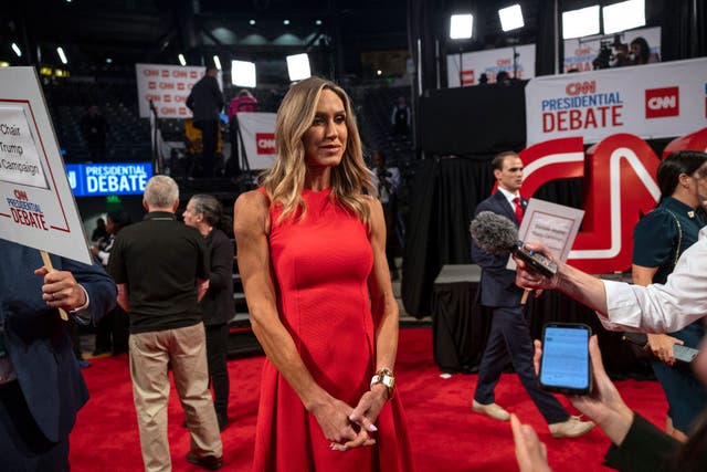 <p>RNC co-chair Lara Trump is seen in the spin room after the first presidential debate</p>