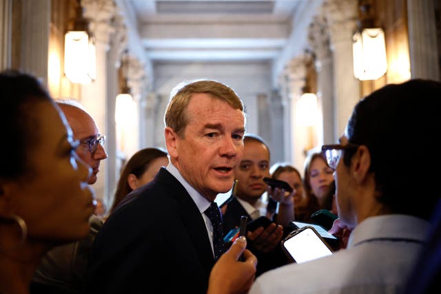 <p>U.S. Sen. Michael Bennet (D-CO) speaks to reporters at the U.S. Capitol on July 08, 2024 in Washington, DC. </p>