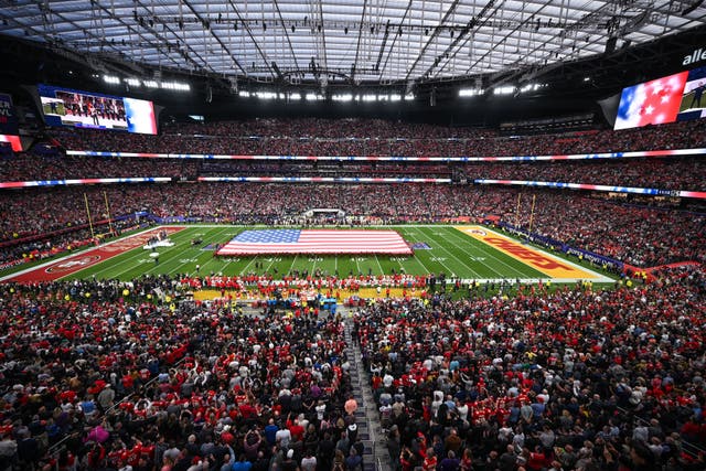 Allegiant Stadium, which hosted this year’s Super Bowl, will stage a Super League game next March (PA)
