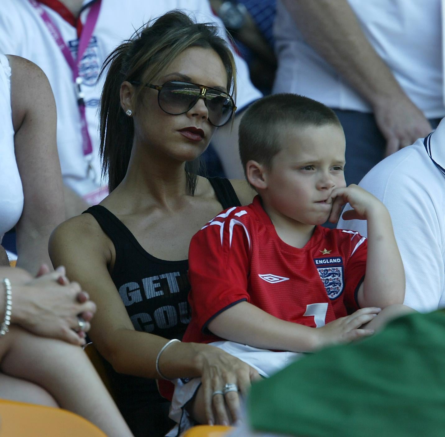 Victoria’s fashion formula focused on oversized sunglasses and micro tanks (Owen Humphreys/PA)