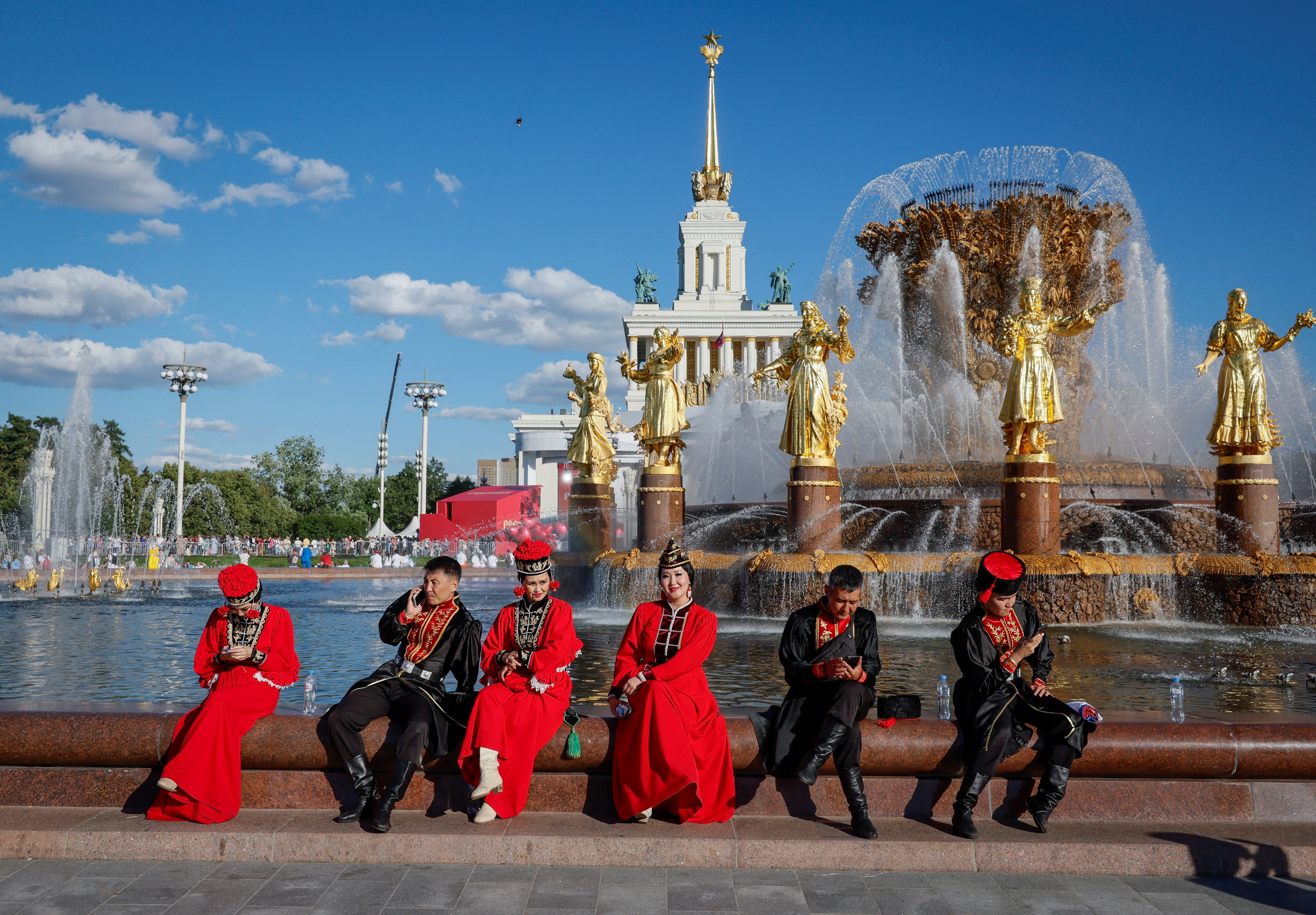 Artists from the Republic of Kalmykia attend the closing concert of the "Russia" International Exhibition and Forum at the Exhibition of Achievements of National Economy (VDNKh) in Moscow, Russia July 6, 2024