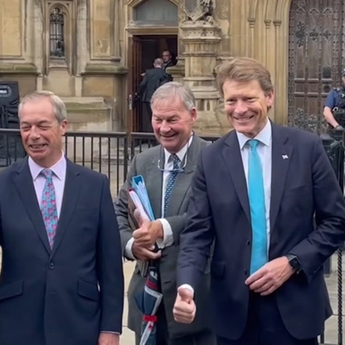 Nigel Farage arrives at House of Commons with new Reform UK MPs