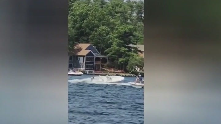 <p>Moment teen stops runaway boat after instructor falls overboard.</p>