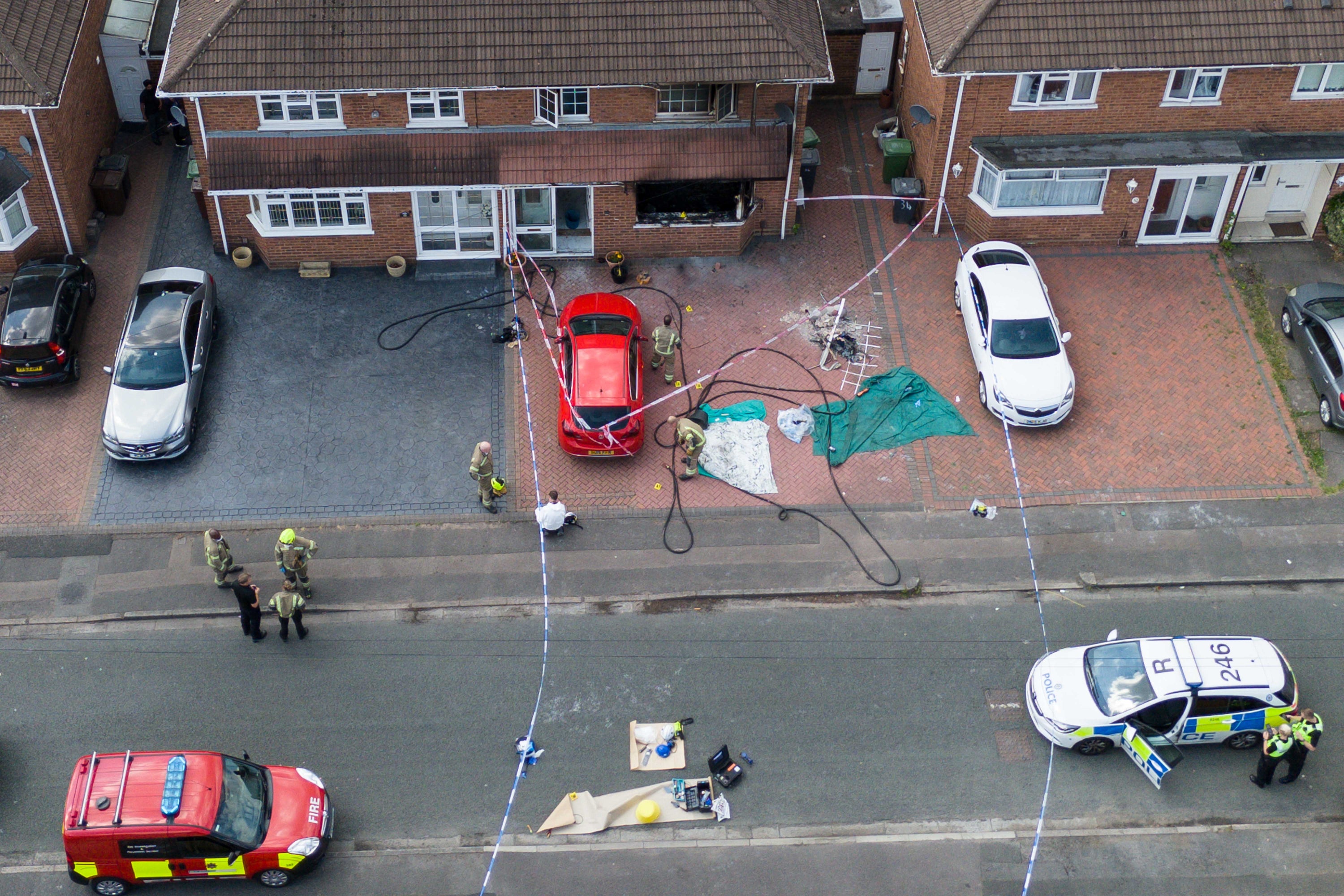 Emergency services at the scene in Plascom Road, East Park, Wolverhampton, on Tuesday June 25 (Jacob King/PA)