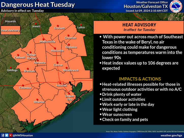 Texans face ‘dangerous heat’ amid cleanup from Beryl