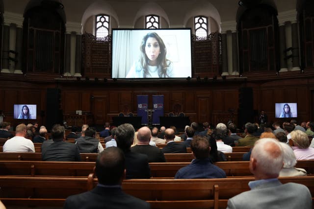 <p>Suella Braverman speaks to a PopCon gathering in Westminster via the USA </p>
