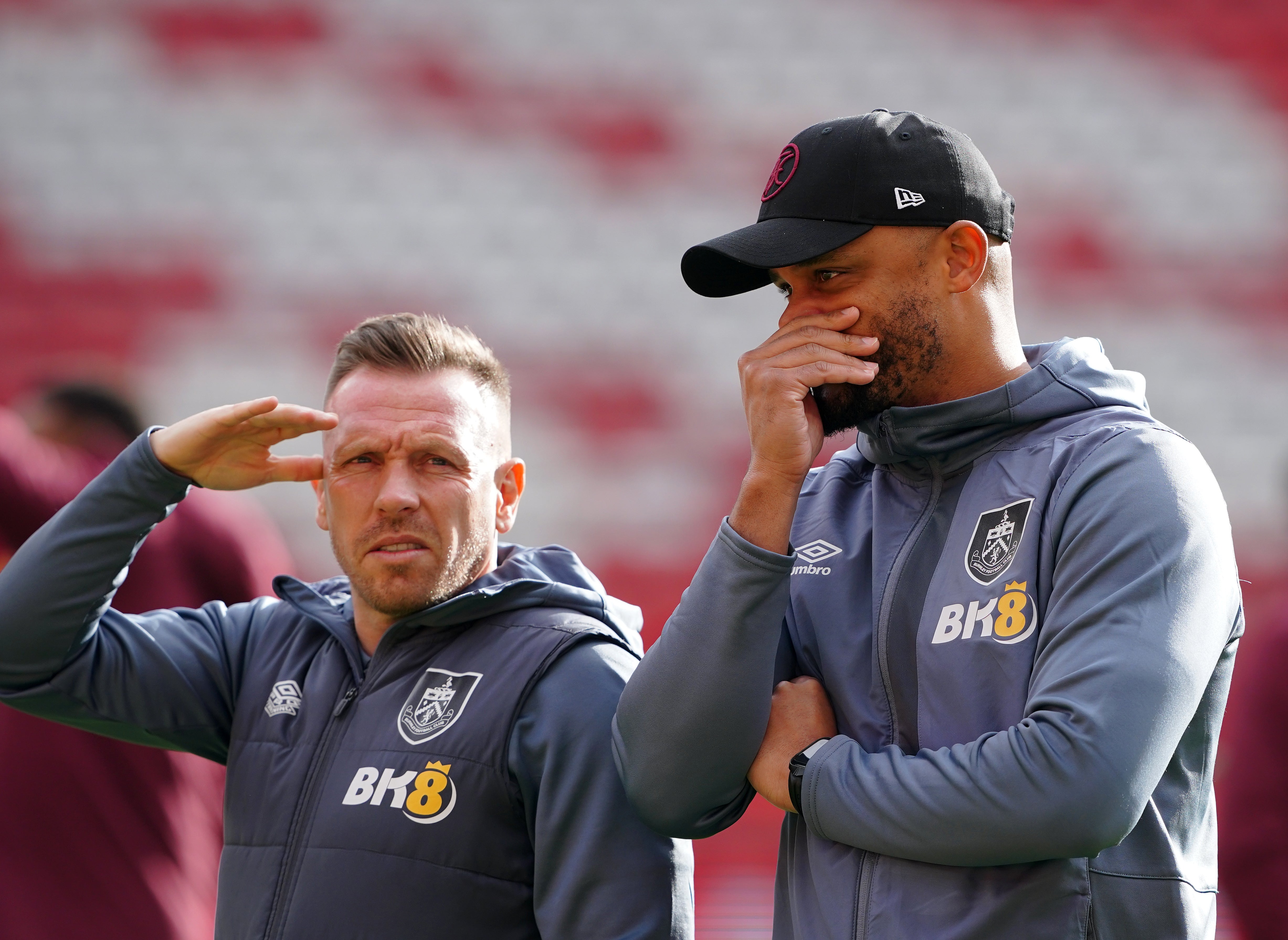 Craig Bellamy (left) gained coaching experience alongside Vincent Kompany at Burnley and Anderlecht (Peter Byrne/PA)