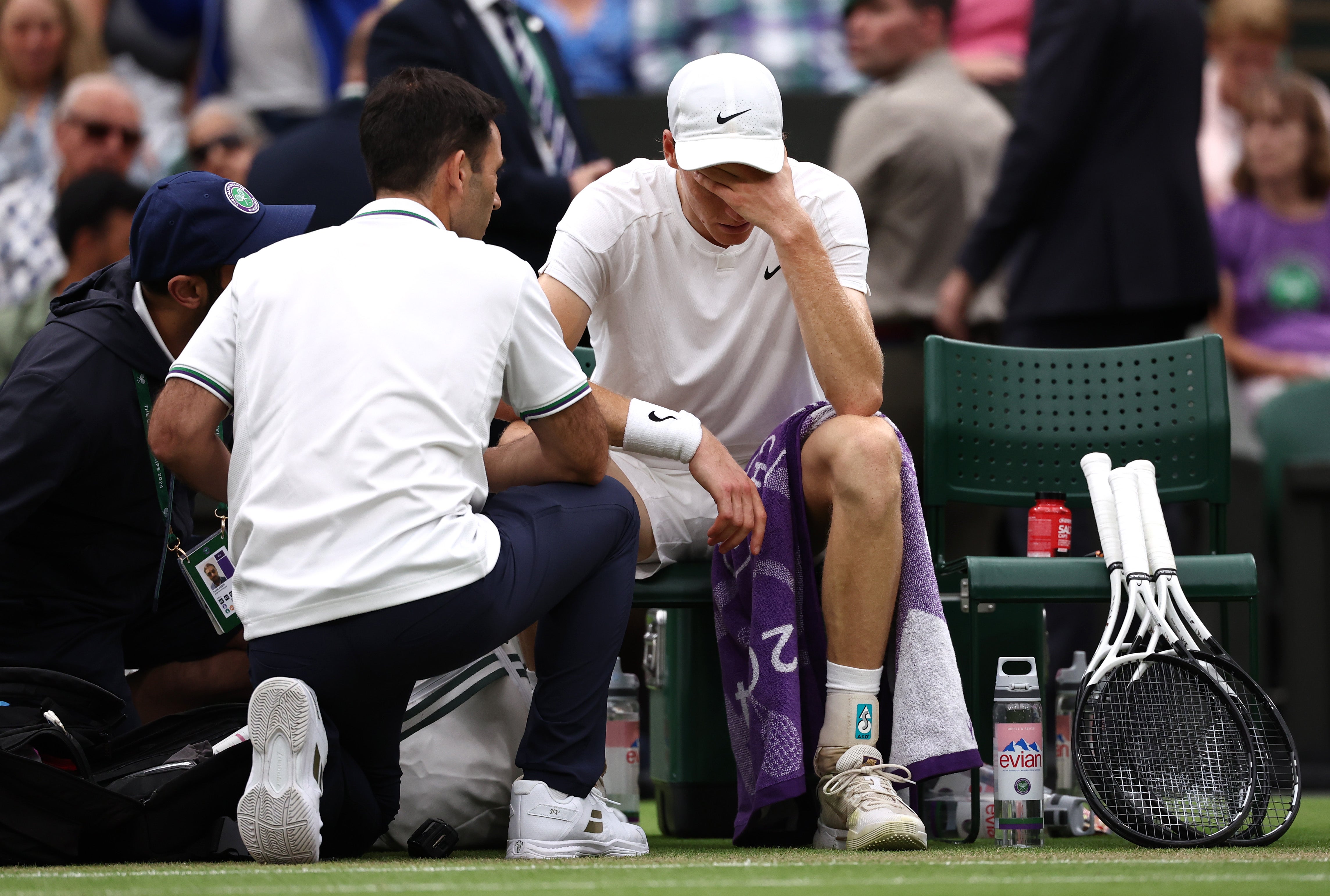 An unwell Jannik Sinner was knocked out of Wimbledon on Tuesday