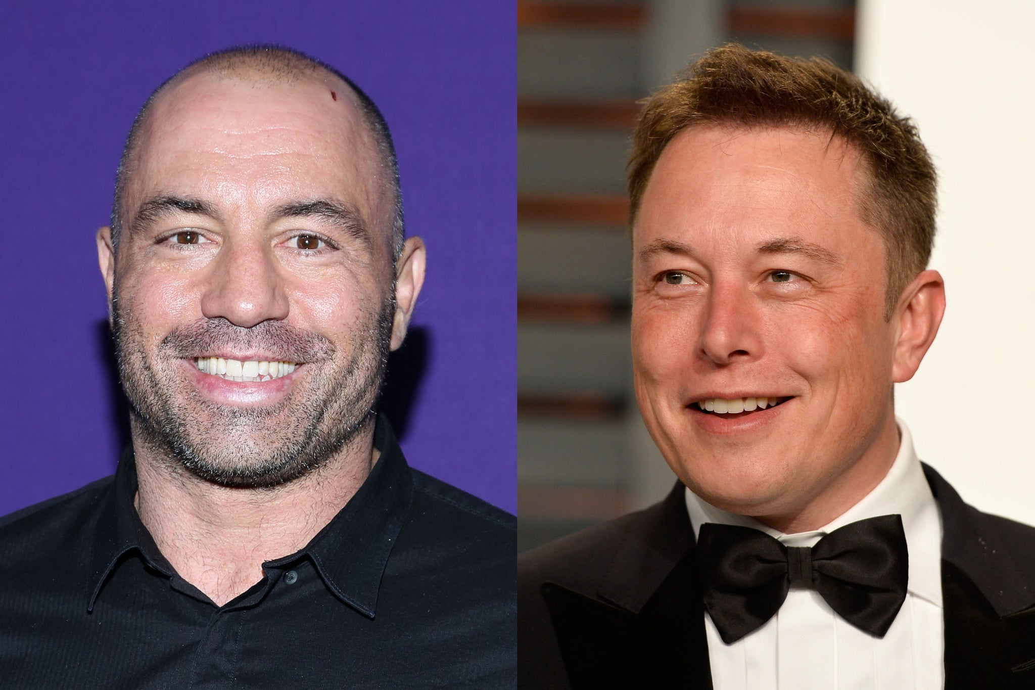 Elon Musk (à direita) apareceu frequentemente em 'The Joe Rogan Experience'